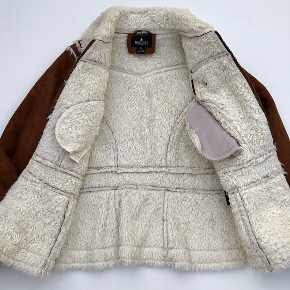 Regent Faux Suede Sherpa Jacket Size Medium - Picture 9 of 11
